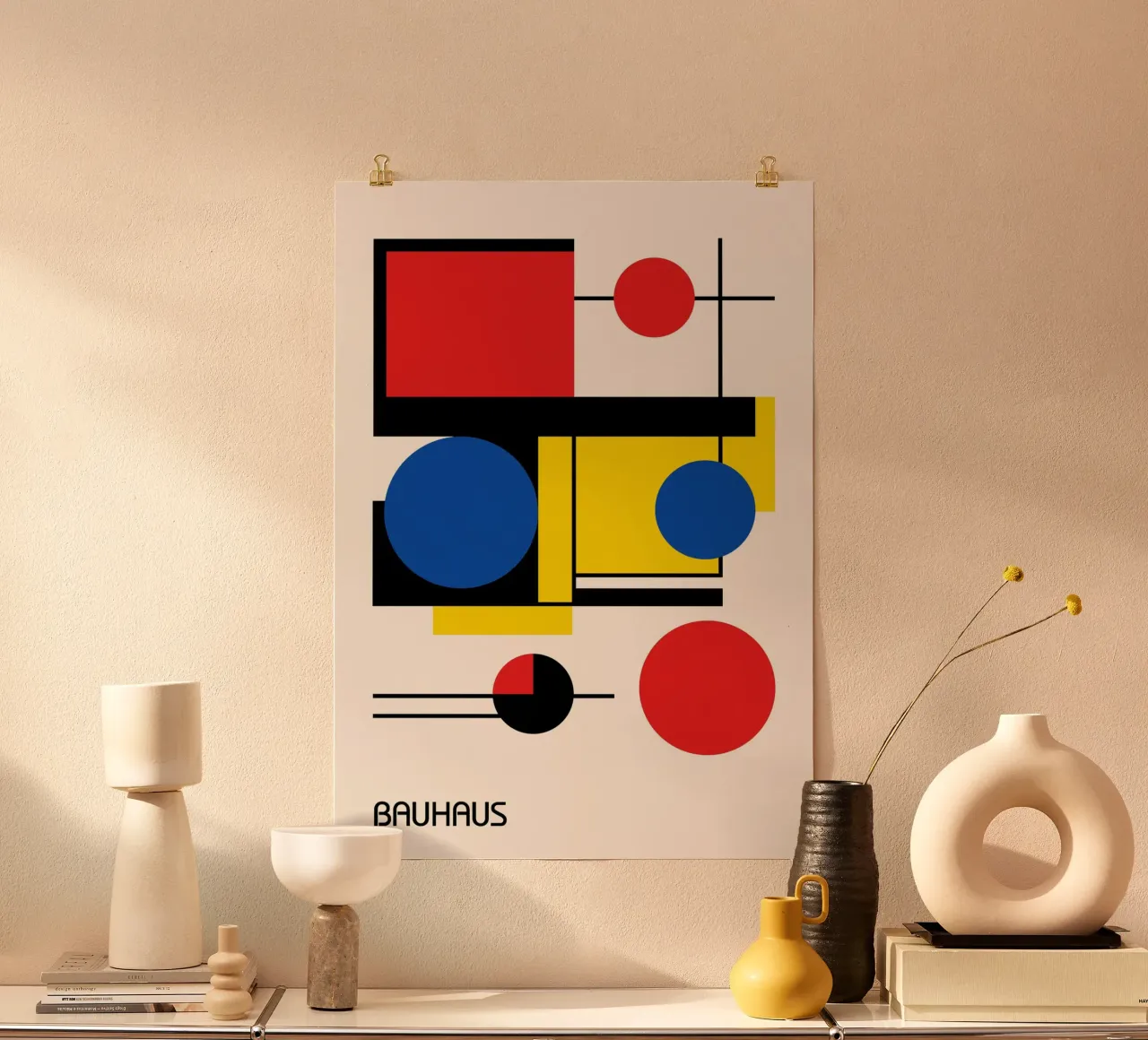 Bauhaus Abstract Circles & Squares - Modernist Geometry hahnemühle by Grungeo