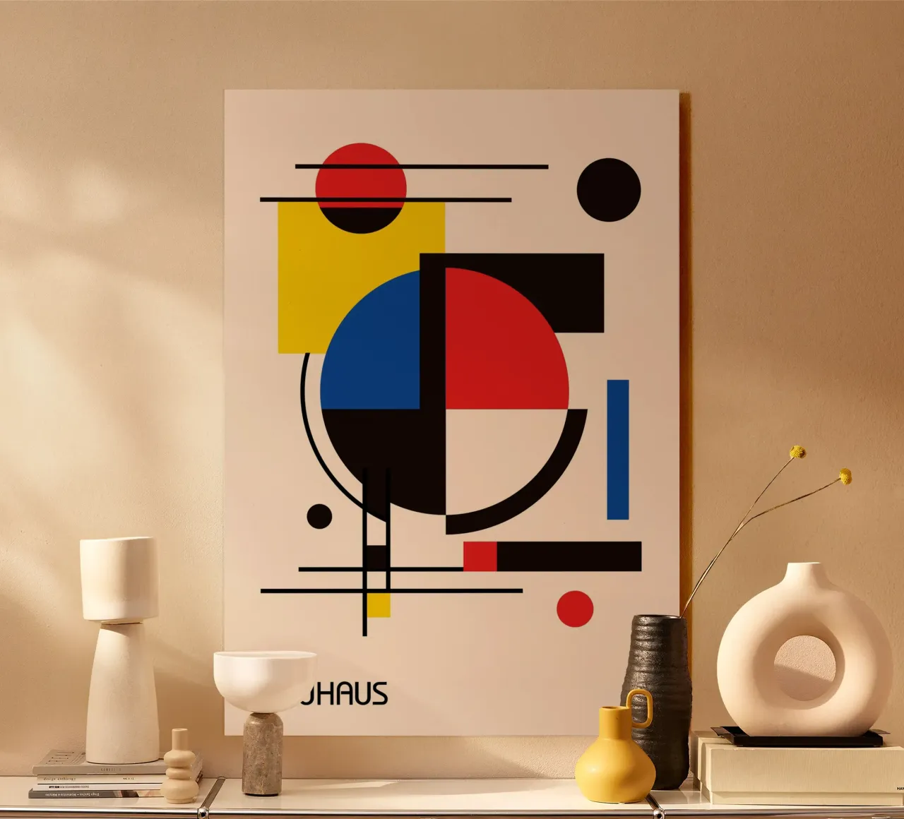 Bauhaus Dynamische Abstracte Geometrische Compositie - Primary Col acryl van Grungeo