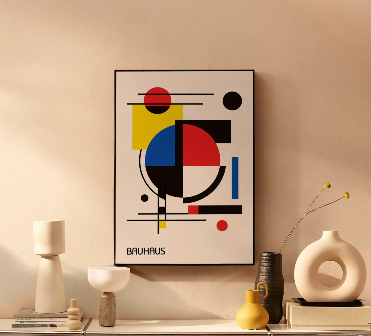 Bauhaus Dynamic Abstract Geometric Composition - Primary Col alu-dibond by Grungeo