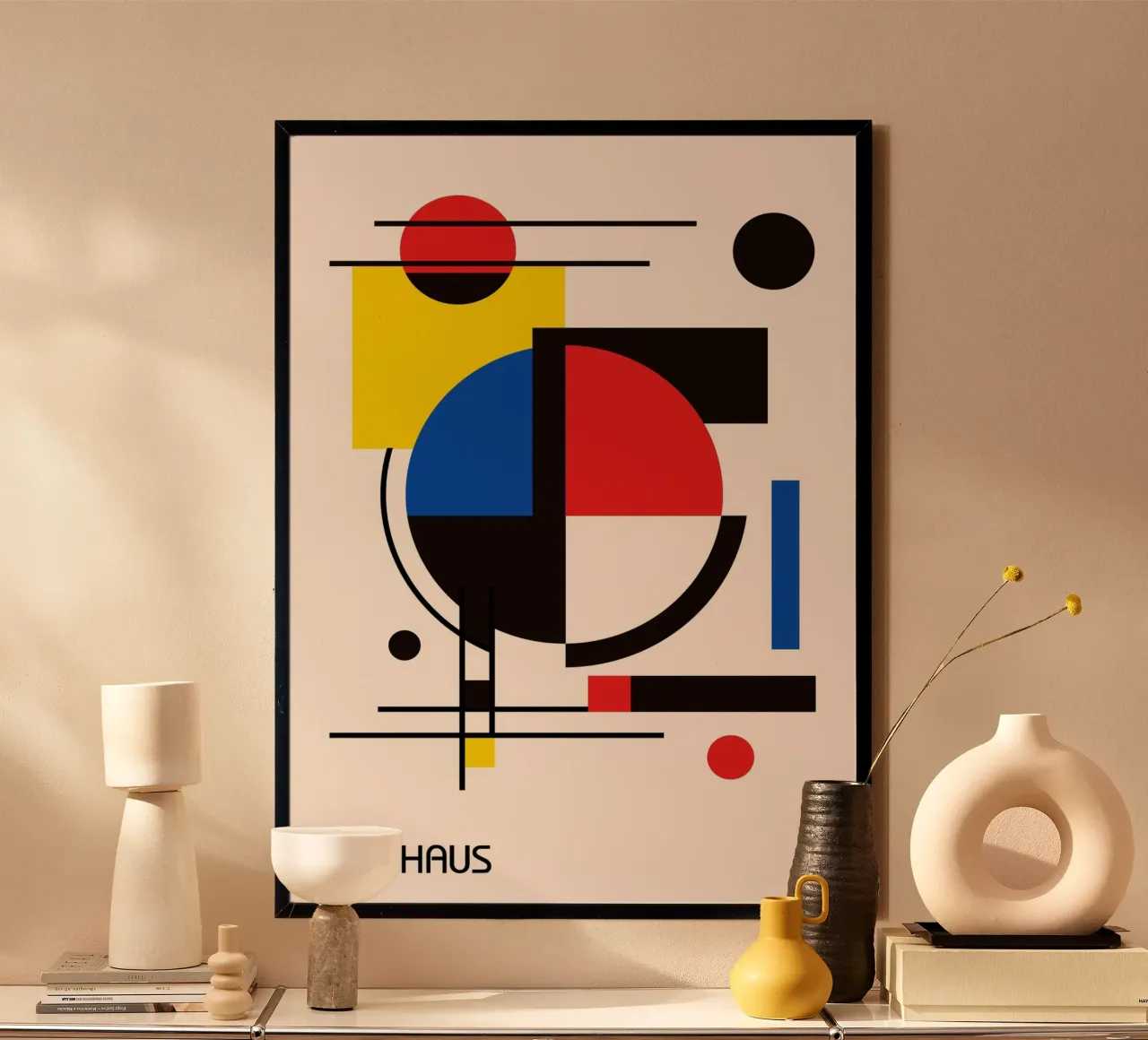 Bauhaus Dynamic Abstract Geometric Composition - Primary Col poster by Grungeo
