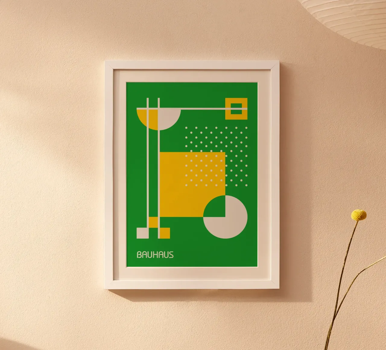 Géométrie abstraite Bauhaus - Pop Art vert et jaune hahnemühle de Grungeo