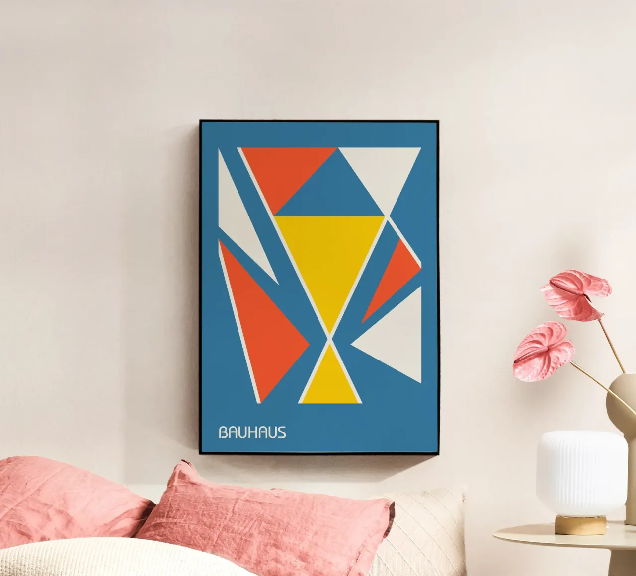 Triangles abstraits Bauhaus - Bleu Jaune Orange Constructivi plexiglas de Grungeo