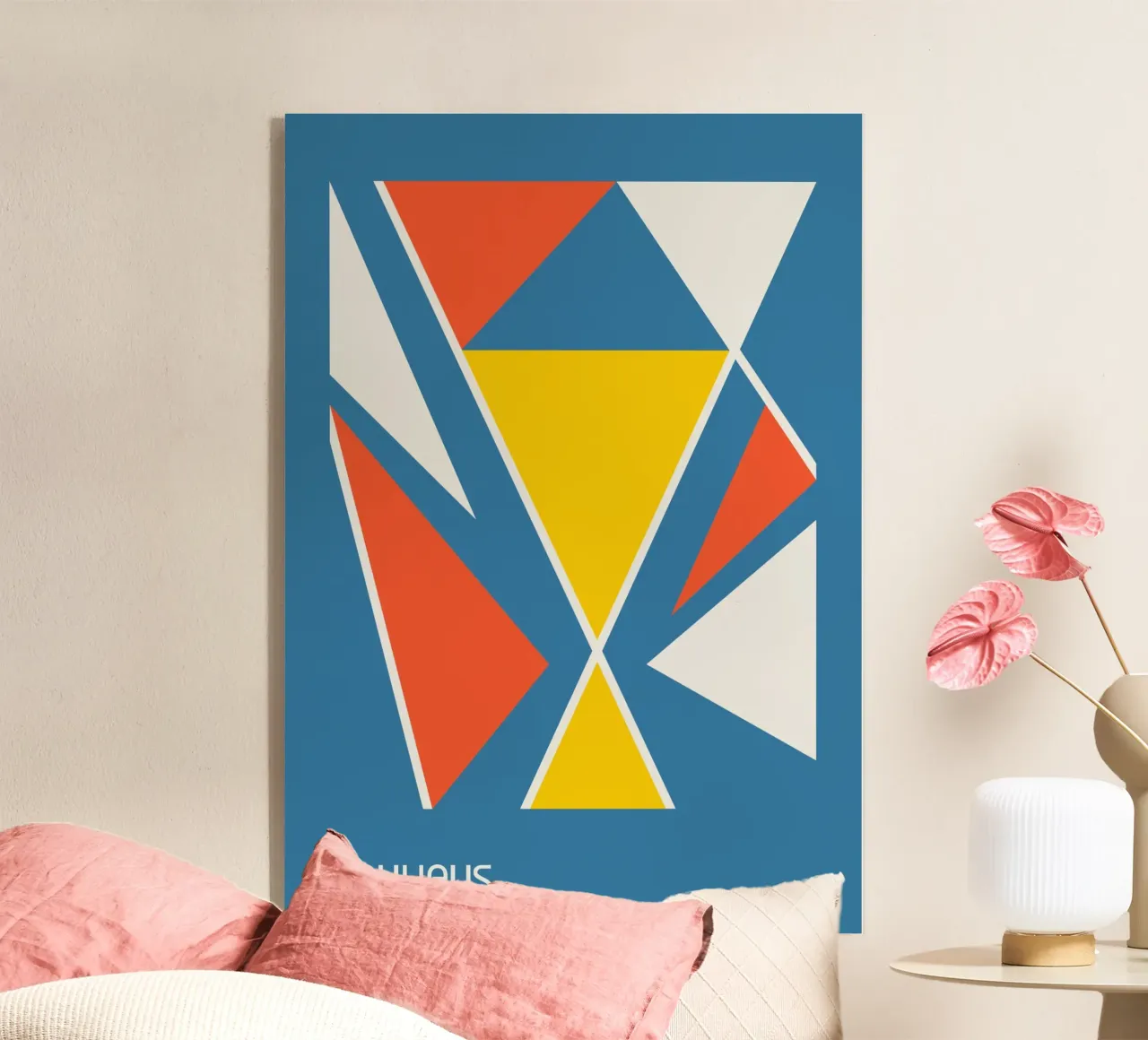 Triangles abstraits Bauhaus - Bleu Jaune Orange Constructivi plexiglas de Grungeo