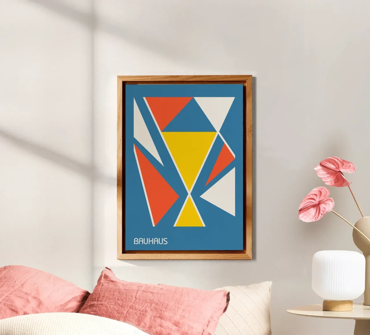 Triangles abstraits Bauhaus - Bleu Jaune Orange Constructivi alu dibond de Grungeo