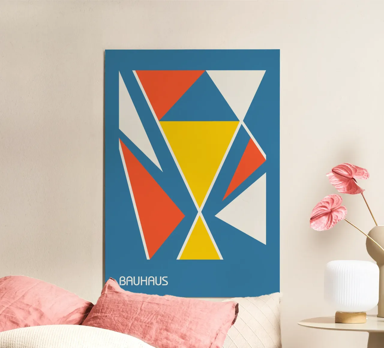 Triangles abstraits Bauhaus - Bleu Jaune Orange Constructivi hahnemühle de Grungeo