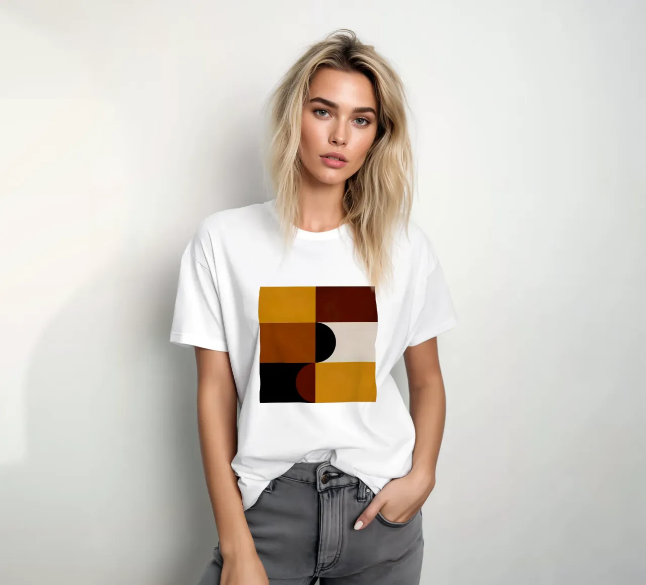 Cozy Bold Shapes Blocks Moderna t-shirt da TijanaArtStudio88