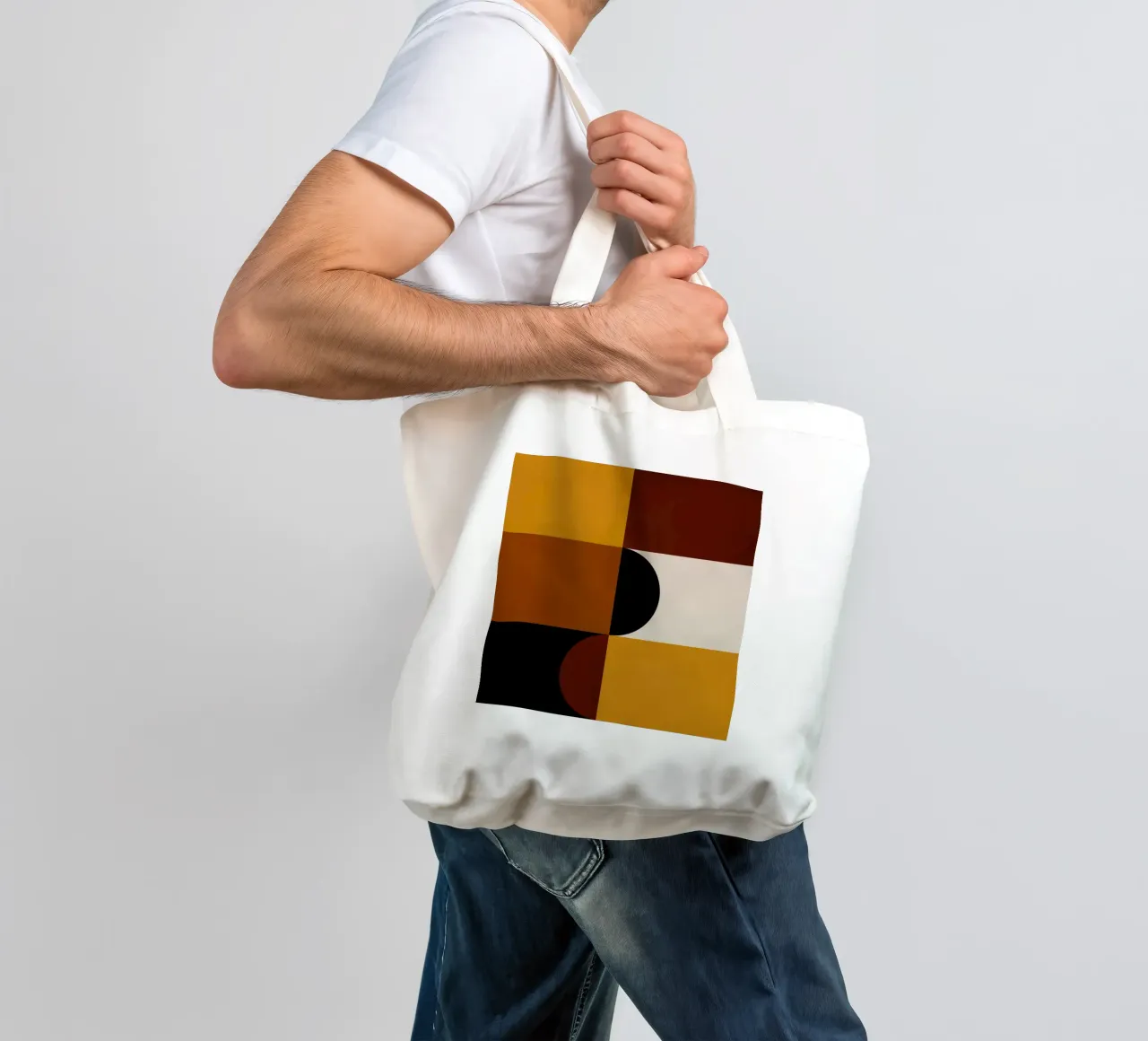 Cozy Bold Shapes Blocks Moderna borsa in juta da TijanaArtStudio88