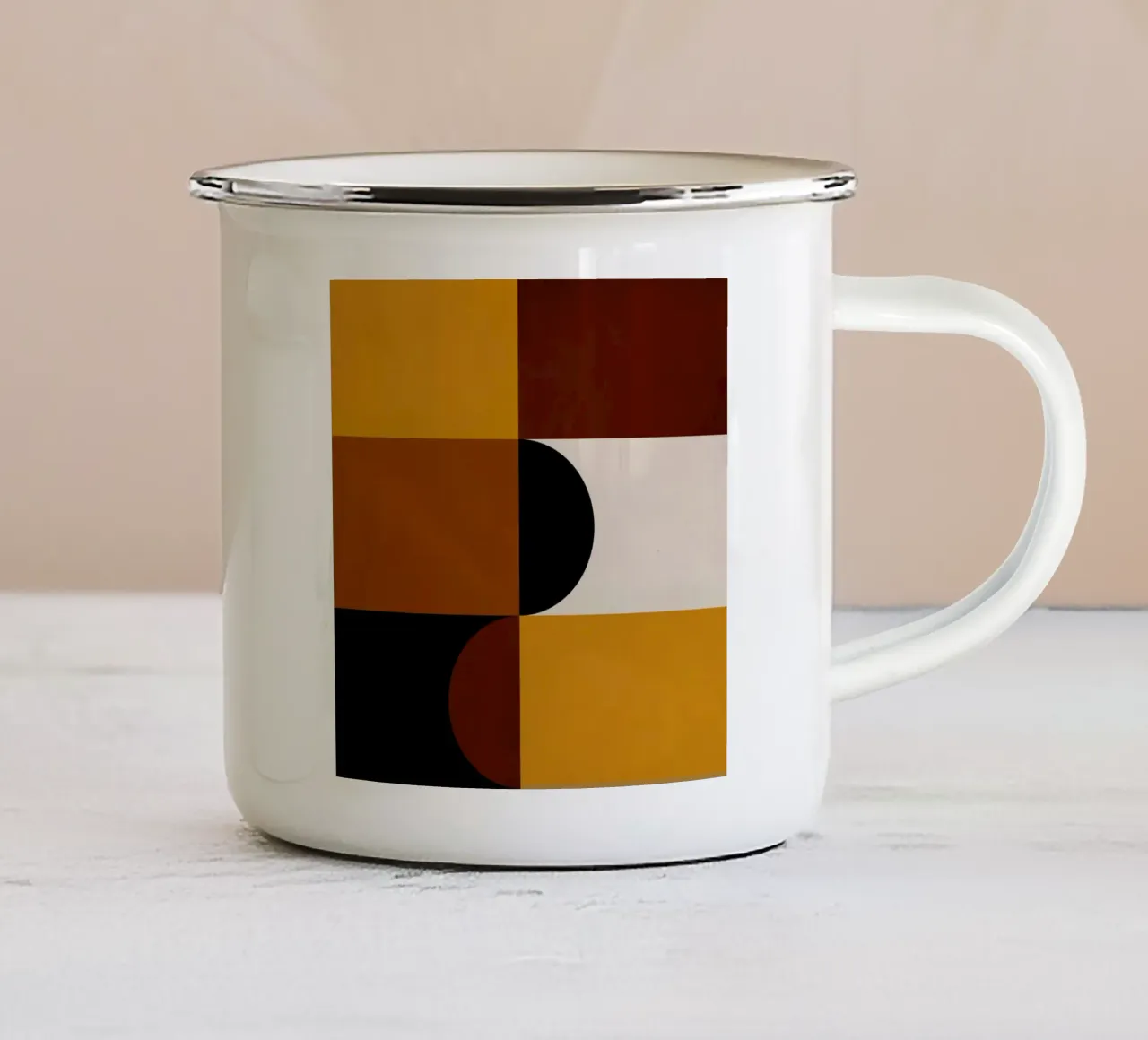 Cozy Bold Shapes Blocks Moderna emaille mok van TijanaArtStudio88