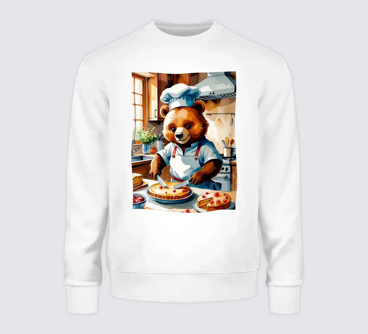 Orso chef che prepara una torta in cucina felpa da DesignDoodle