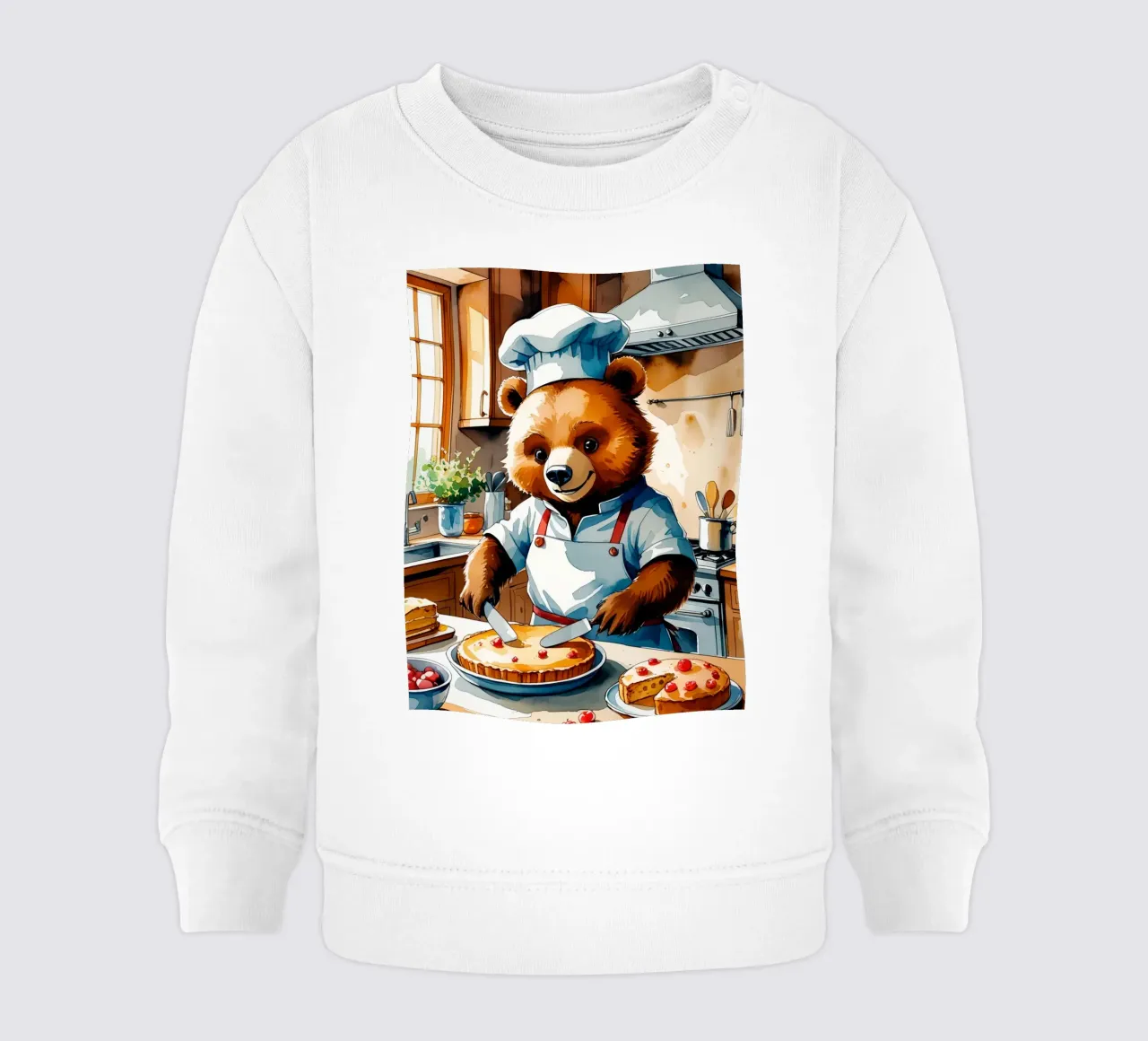 Orso chef che prepara una torta in cucina felpa neonato da DesignDoodle