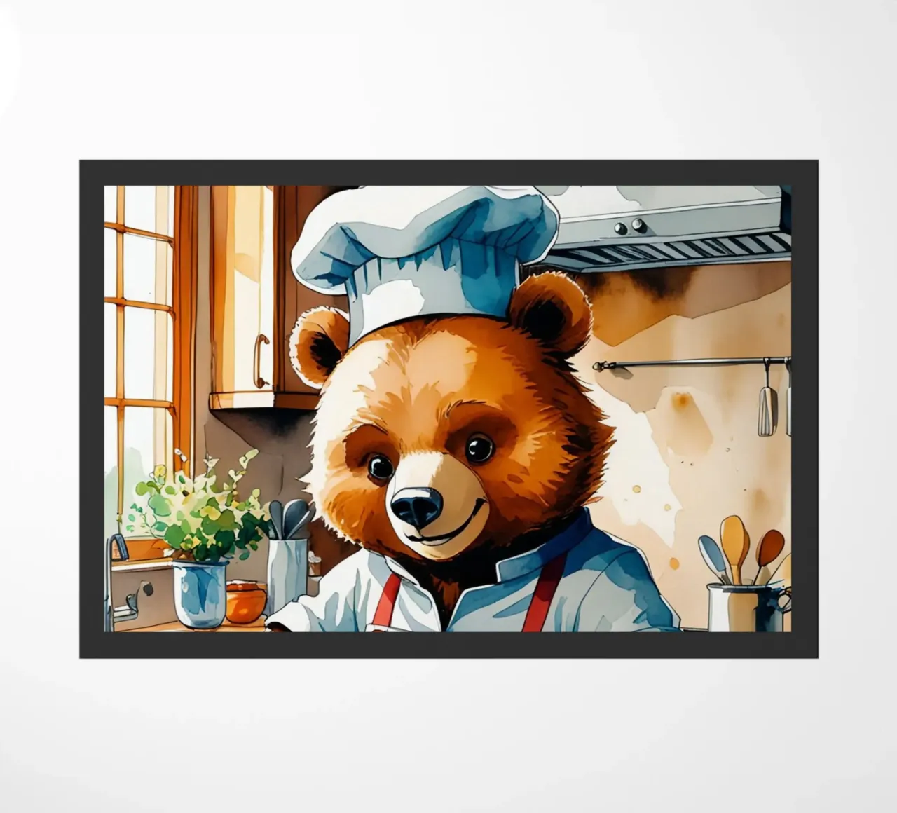 Orso chef che prepara una torta in cucina zerbino da DesignDoodle