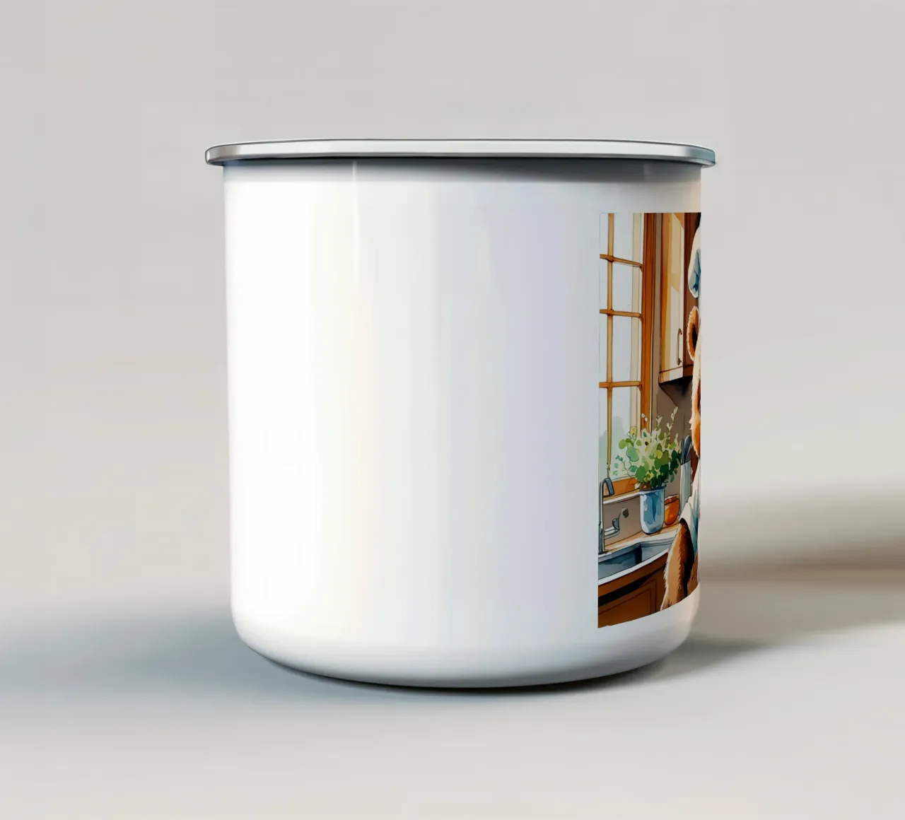 Orso chef che prepara una torta in cucina tazza in smalto da DesignDoodle