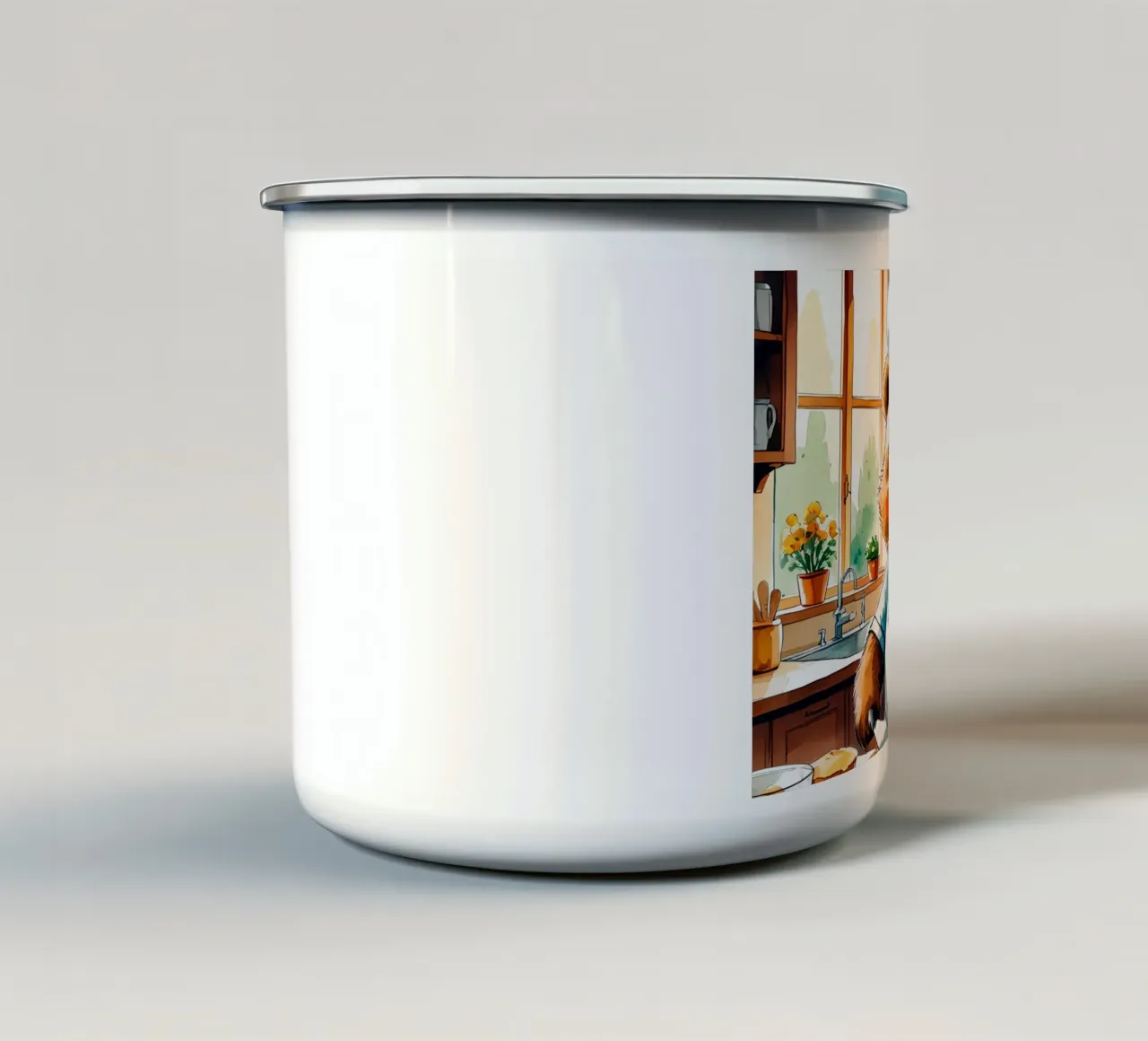 Orso chef che affetta la torta in cucina tazza in smalto da DesignDoodle