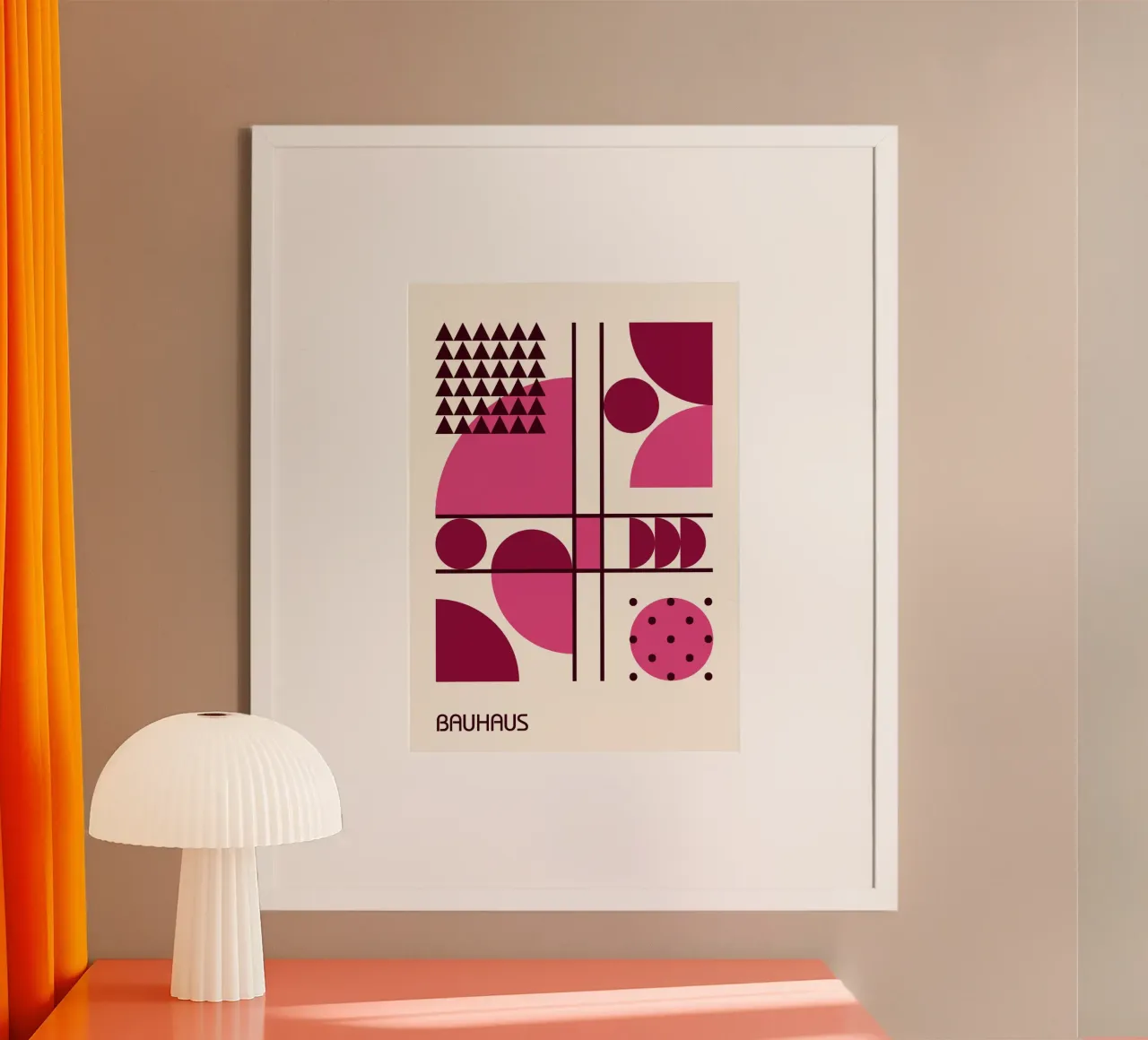 Forme geometriche astratte Bauhaus rosa e marrone poster da Grungeo