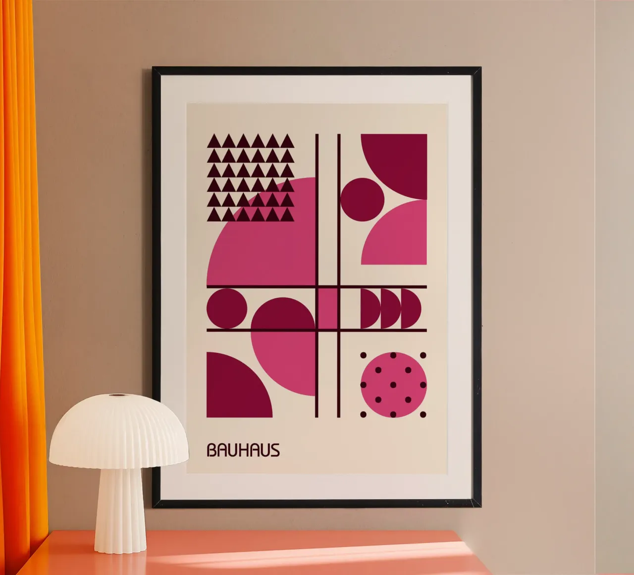 Forme geometriche astratte Bauhaus rosa e marrone poster da Grungeo