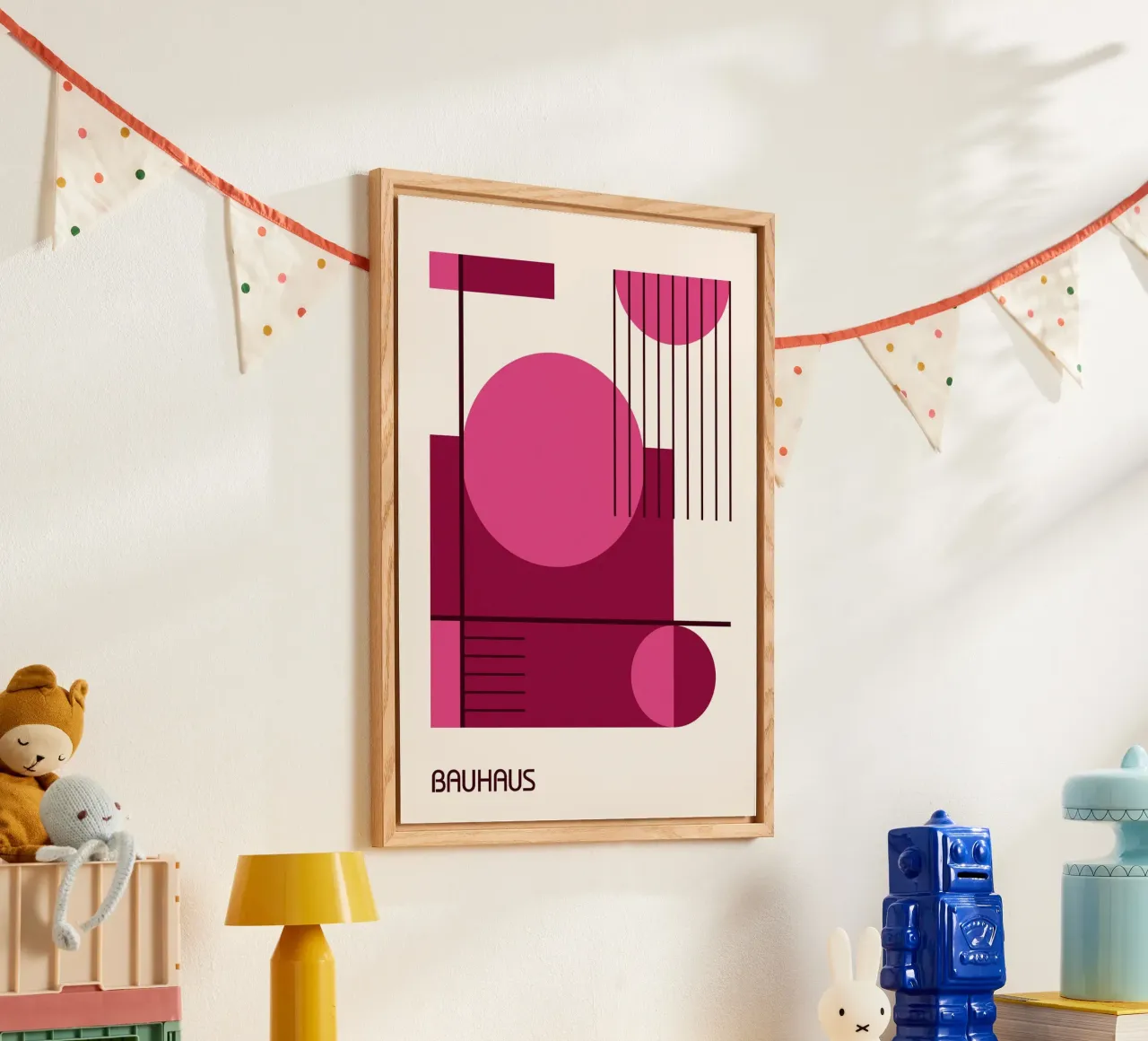 Bauhaus Linee geometriche astratte rosa e marrone plexiglass da Grungeo