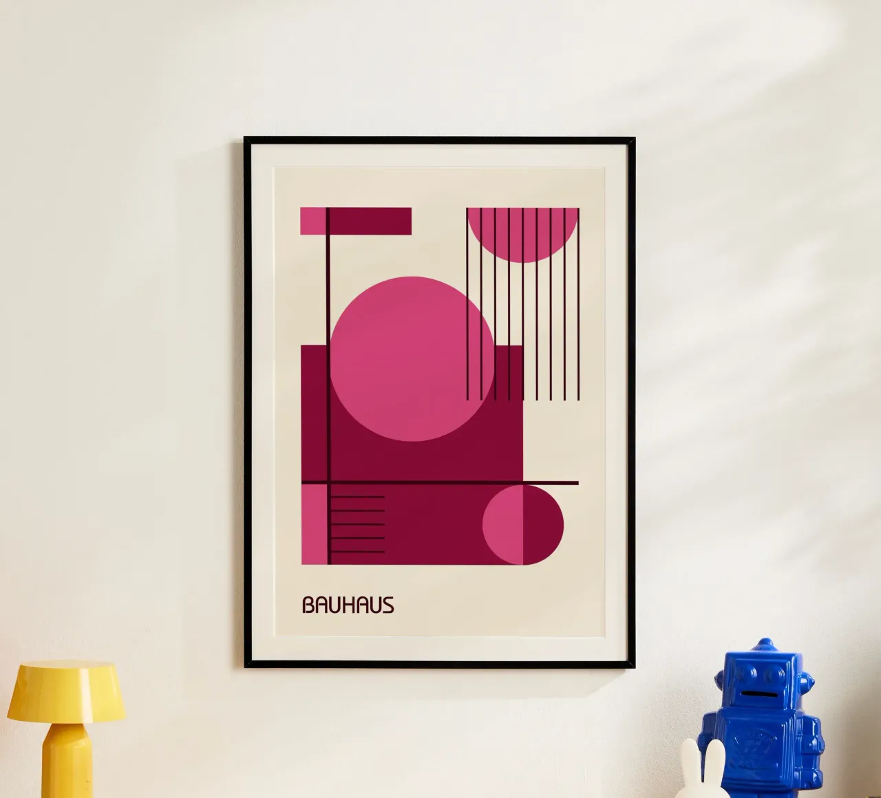 Bauhaus Linee geometriche astratte rosa e marrone carta hahnemühle da Grungeo