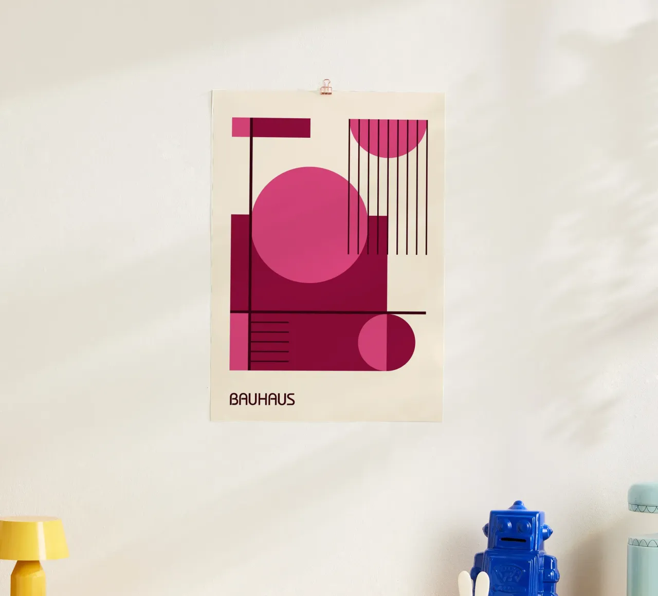 Bauhaus Linee geometriche astratte rosa e marrone carta hahnemühle da Grungeo
