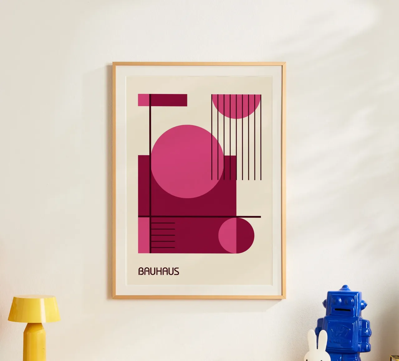 Bauhaus Linee geometriche astratte rosa e marrone carta hahnemühle da Grungeo