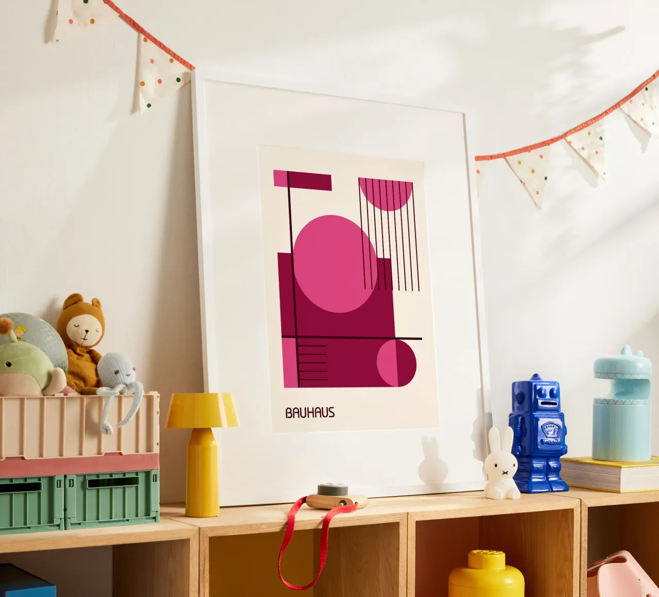 Bauhaus Linee geometriche astratte rosa e marrone carta hahnemühle da Grungeo