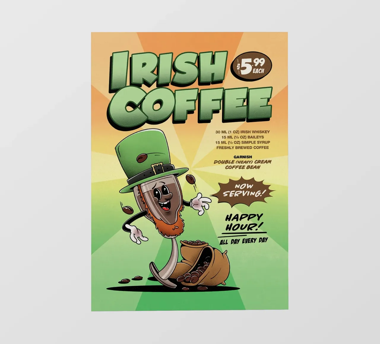 Cocktail Irish Coffee Groovy telo in pvc da Michael Glock
