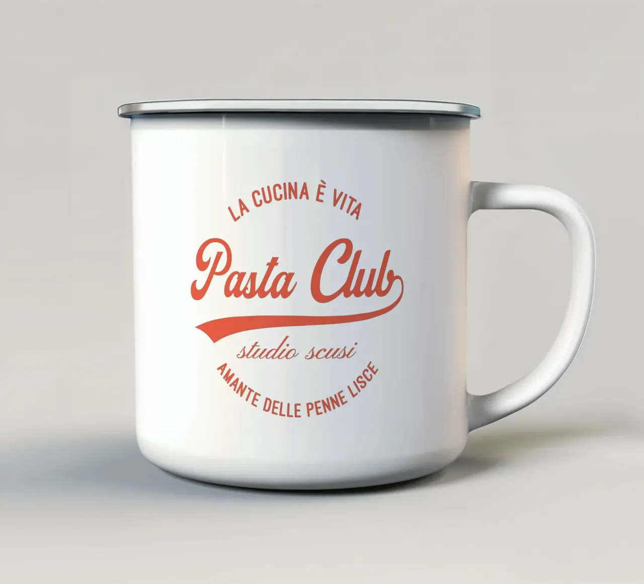 Pasta Club - Badge tazza in smalto da studio scusi