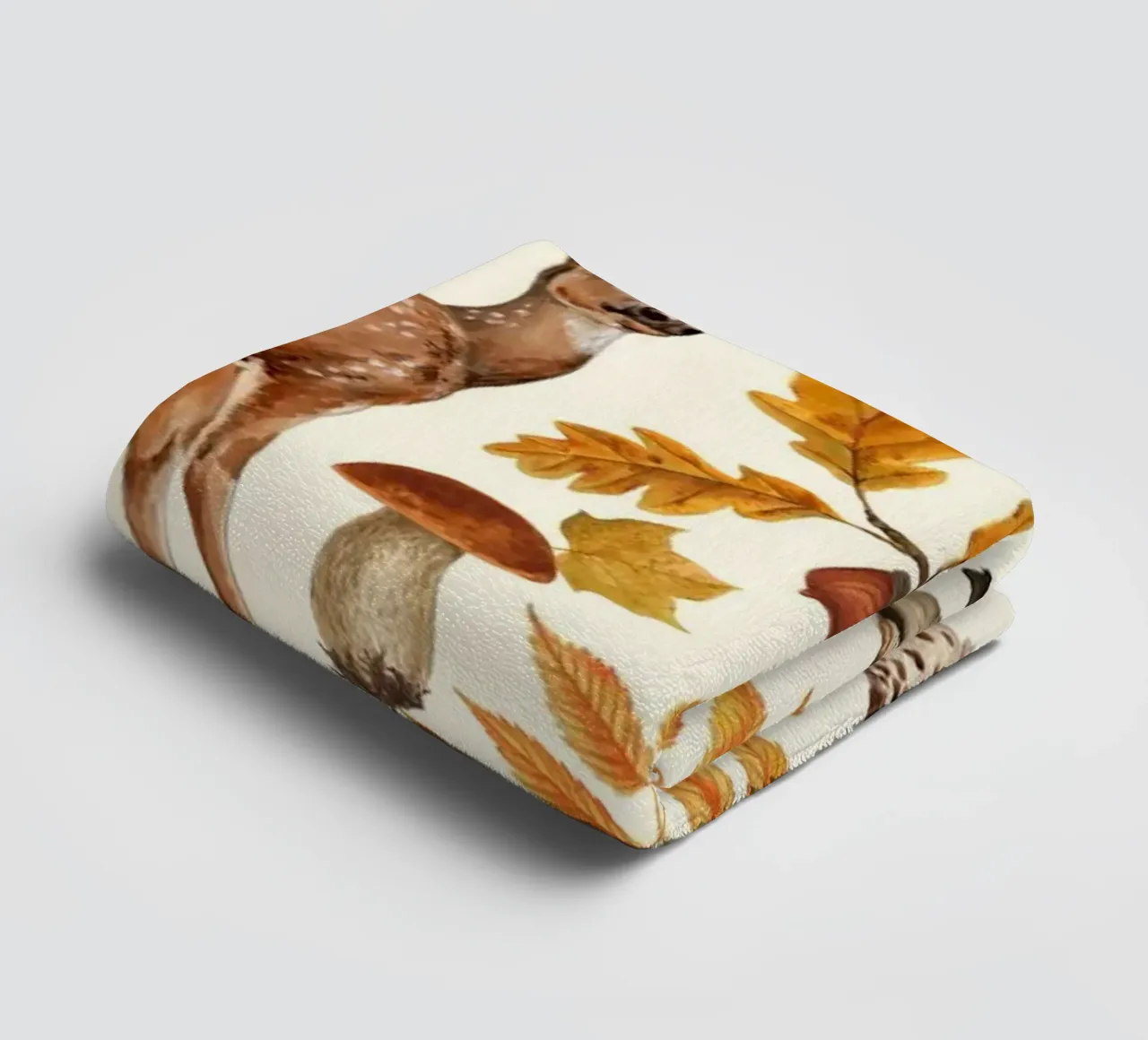 Herfstflora en -fauna op gebroken wit badhanddoek van Painted Nature