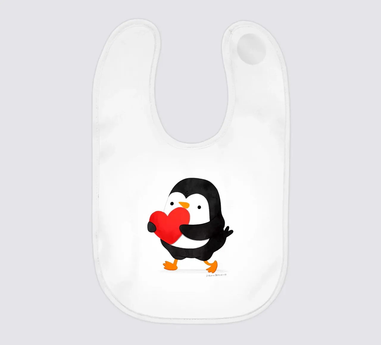 Penguin holding a big red heart bavaglino da julianamotzko