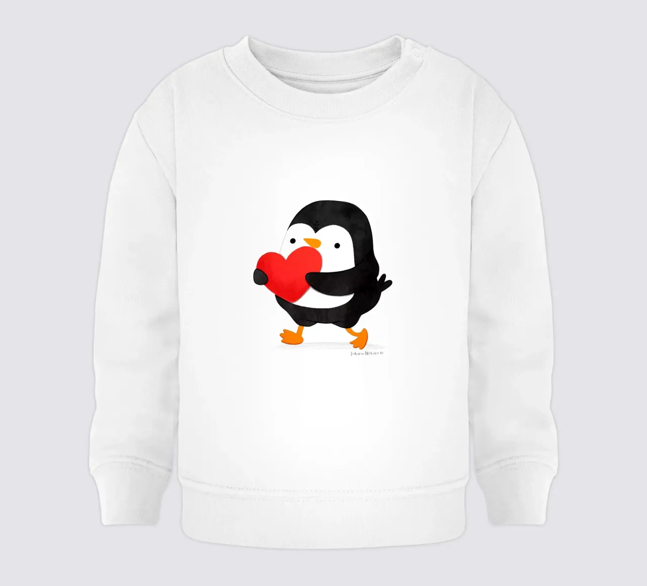 Penguin holding a big red heart felpa neonato da julianamotzko