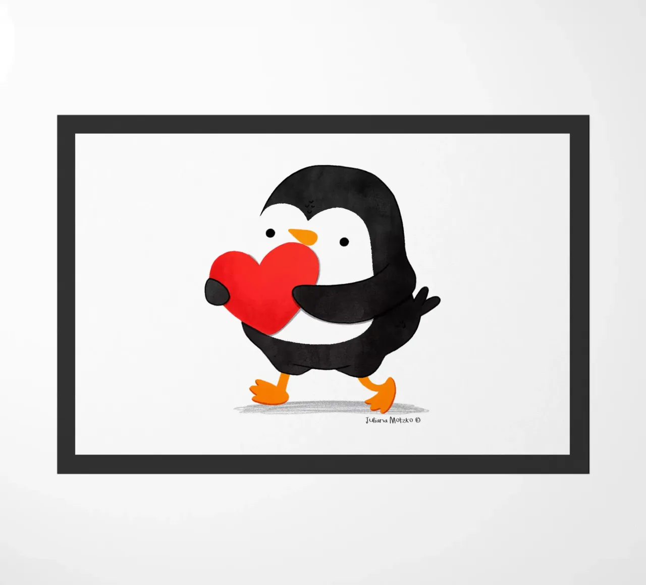 Penguin holding a big red heart zerbino da julianamotzko
