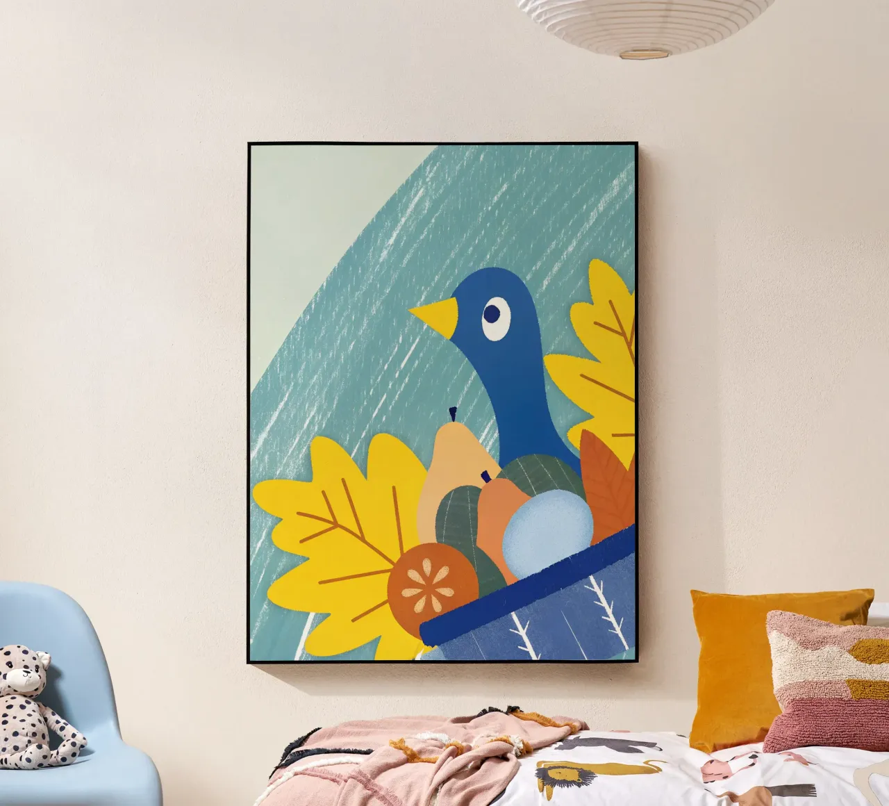 Uccello blu e frutta d'autunno plexiglass da LOYAL SHOP