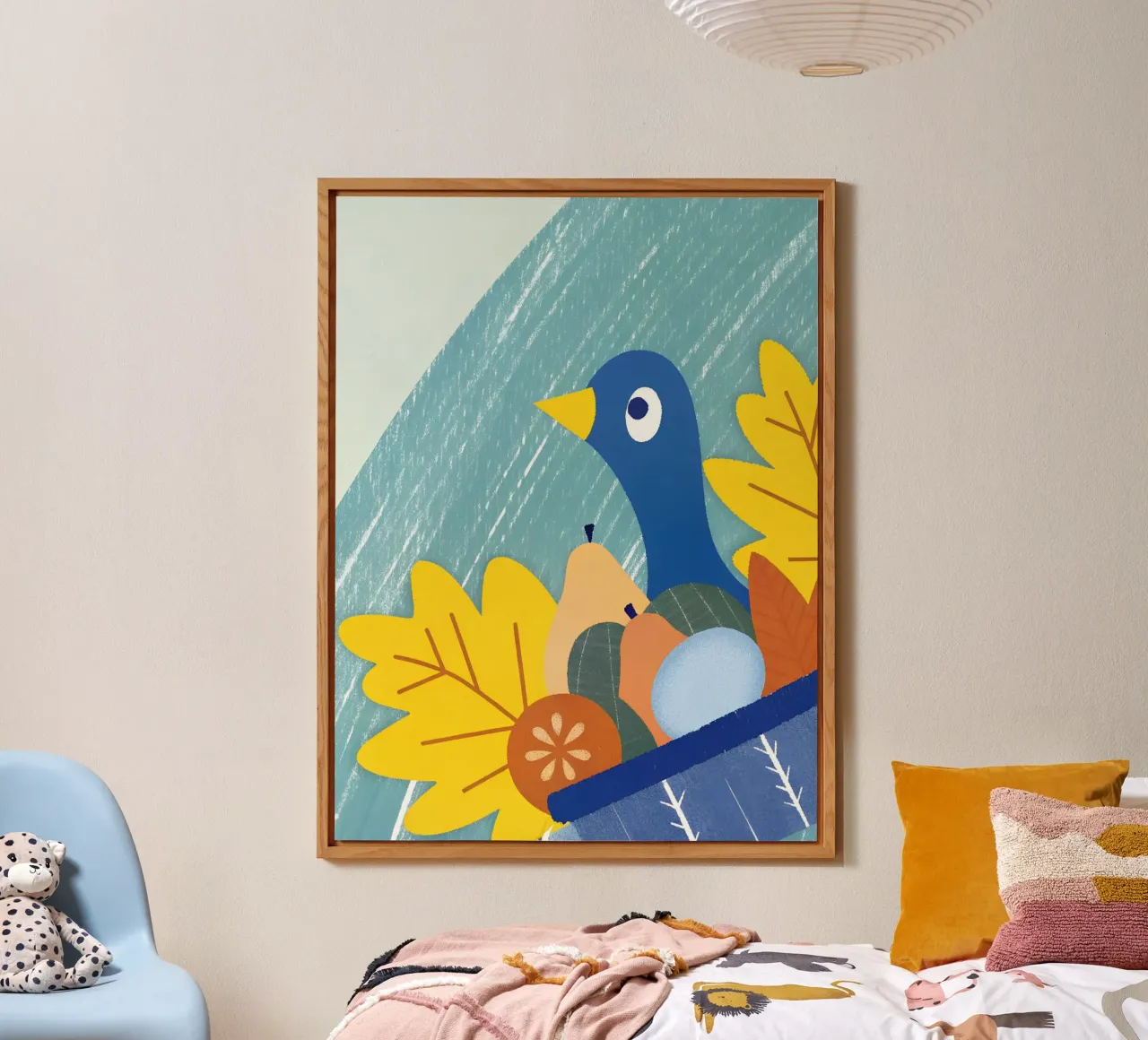 Uccello blu e frutta d'autunno alluminio dibond da LOYAL SHOP