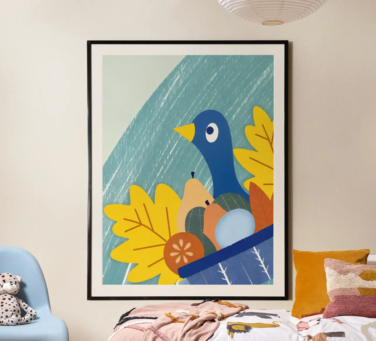 Uccello blu e frutta d'autunno carta hahnemühle da LOYAL SHOP