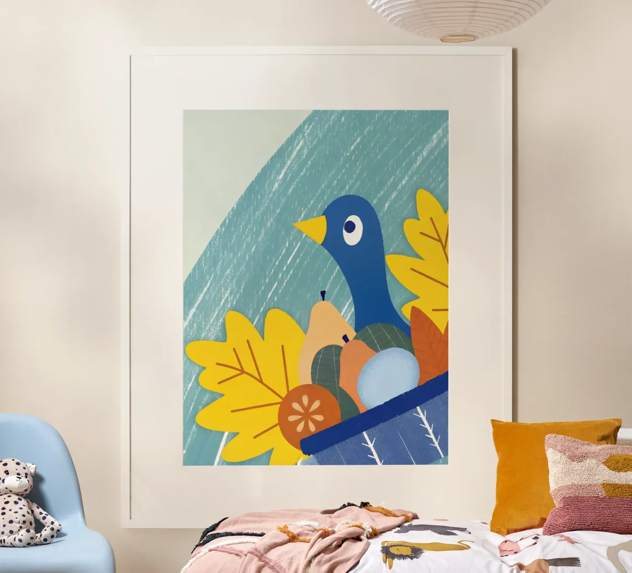Uccello blu e frutta d'autunno carta hahnemühle da LOYAL SHOP