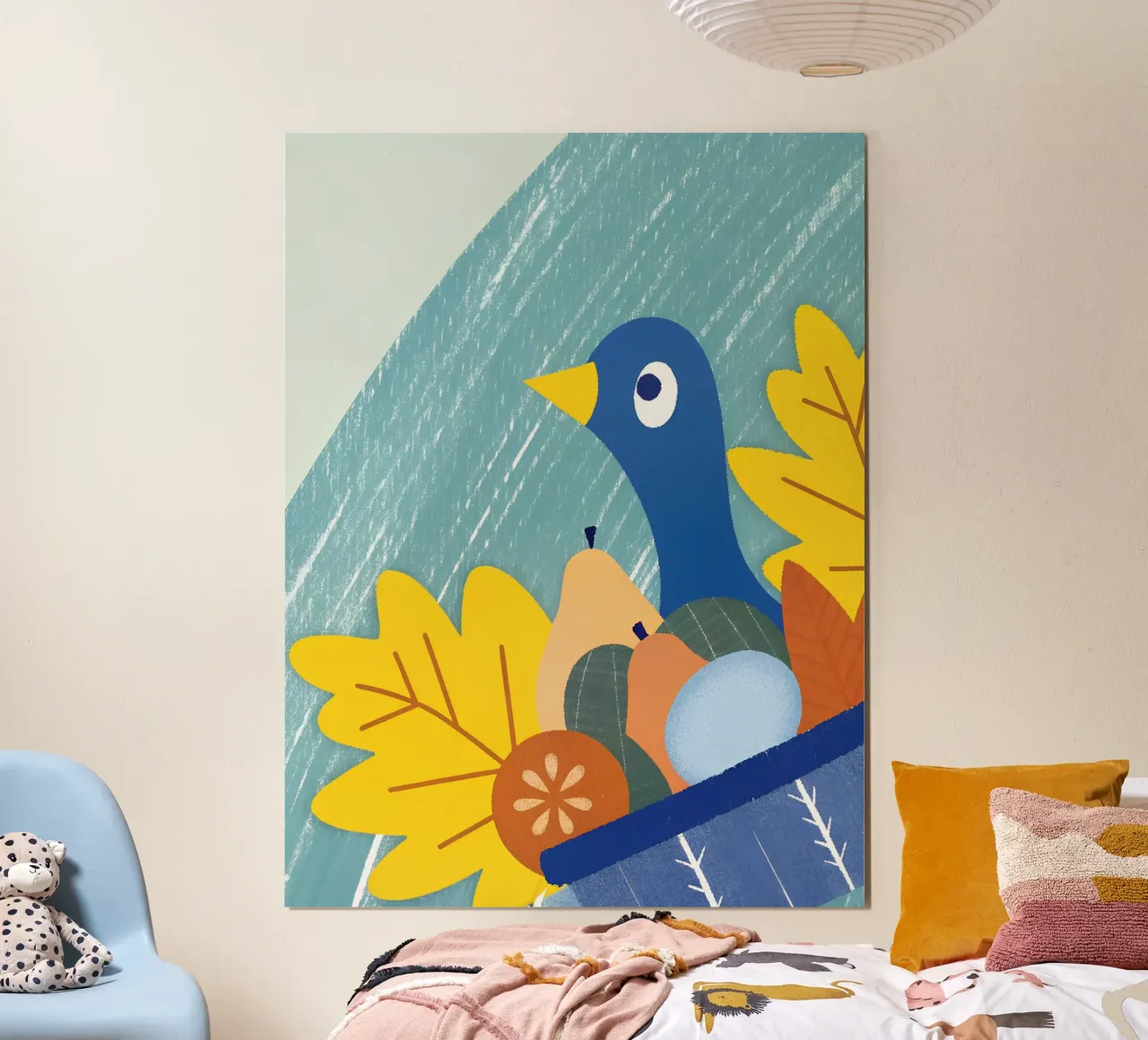 Uccello blu e frutta d'autunno carta hahnemühle da LOYAL SHOP
