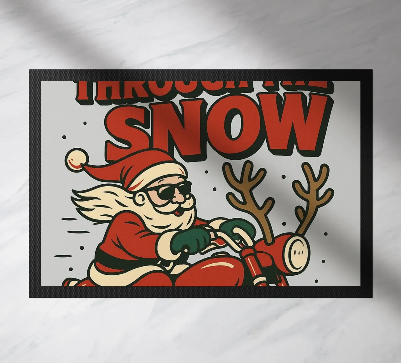Babbo Natale nella neve zerbino da Avocadoz
