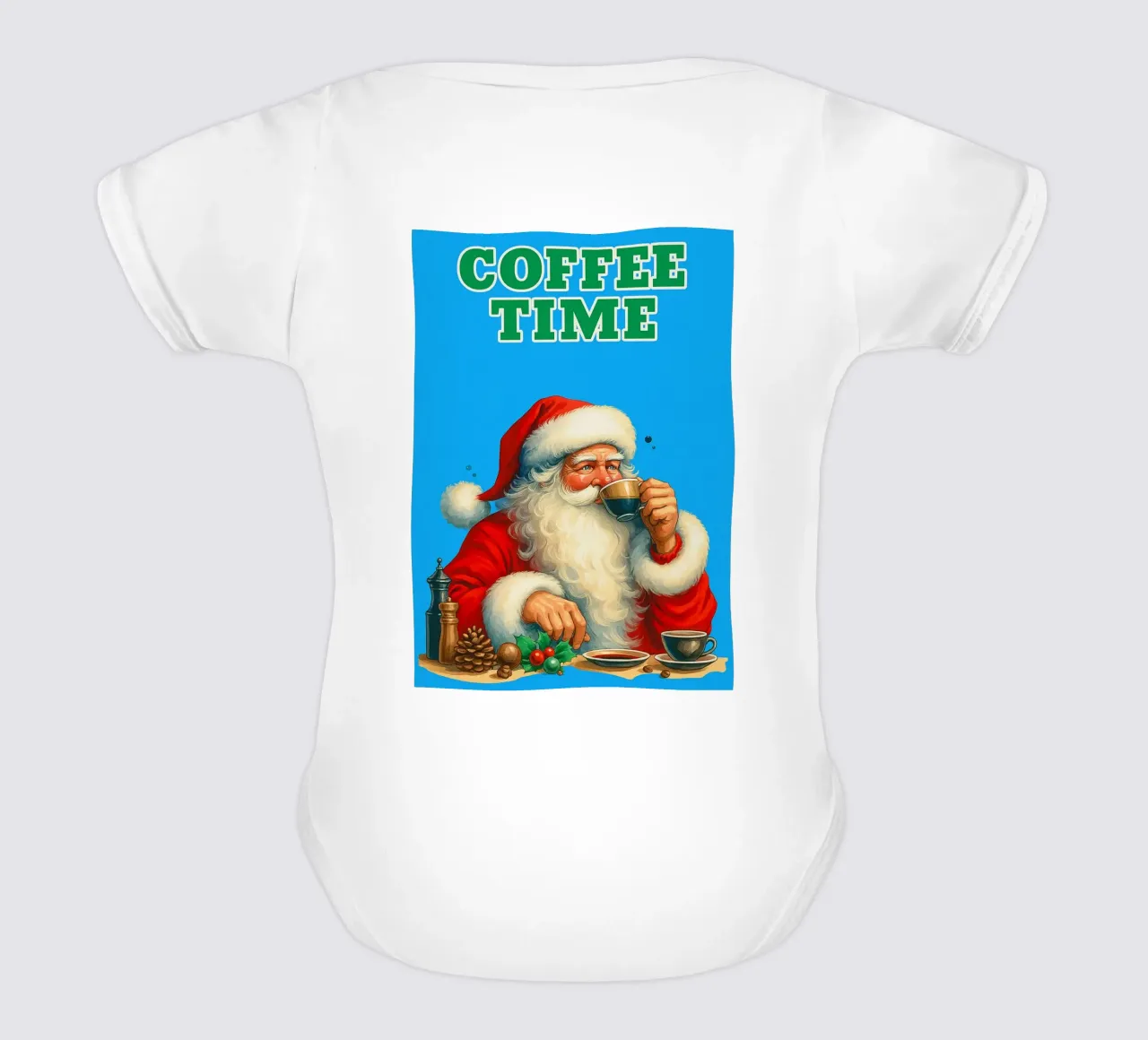 Babbo Natale al caffè body neonato maniche corte da Avocadoz