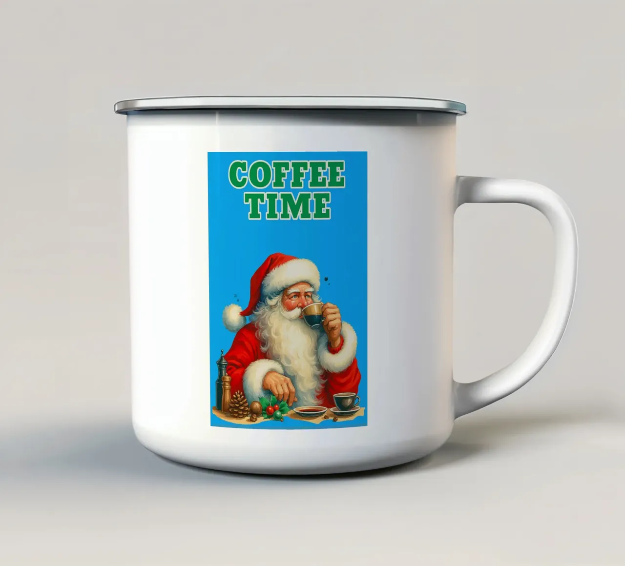 Babbo Natale al caffè tazza in smalto da Avocadoz