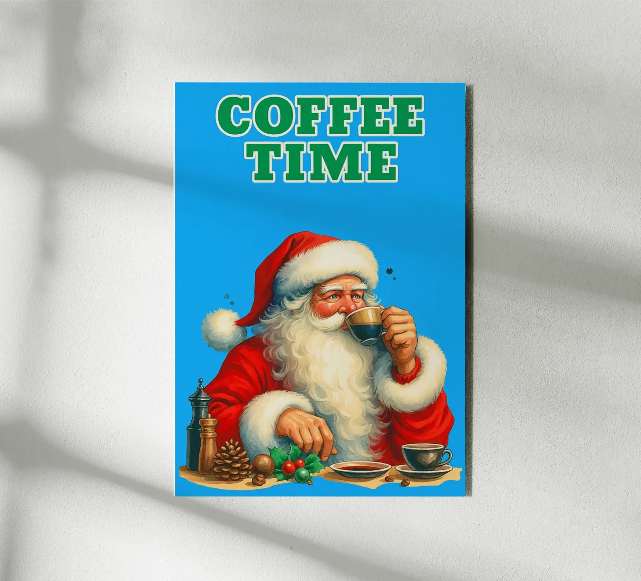 Babbo Natale al caffè alluminio dibond da Avocadoz