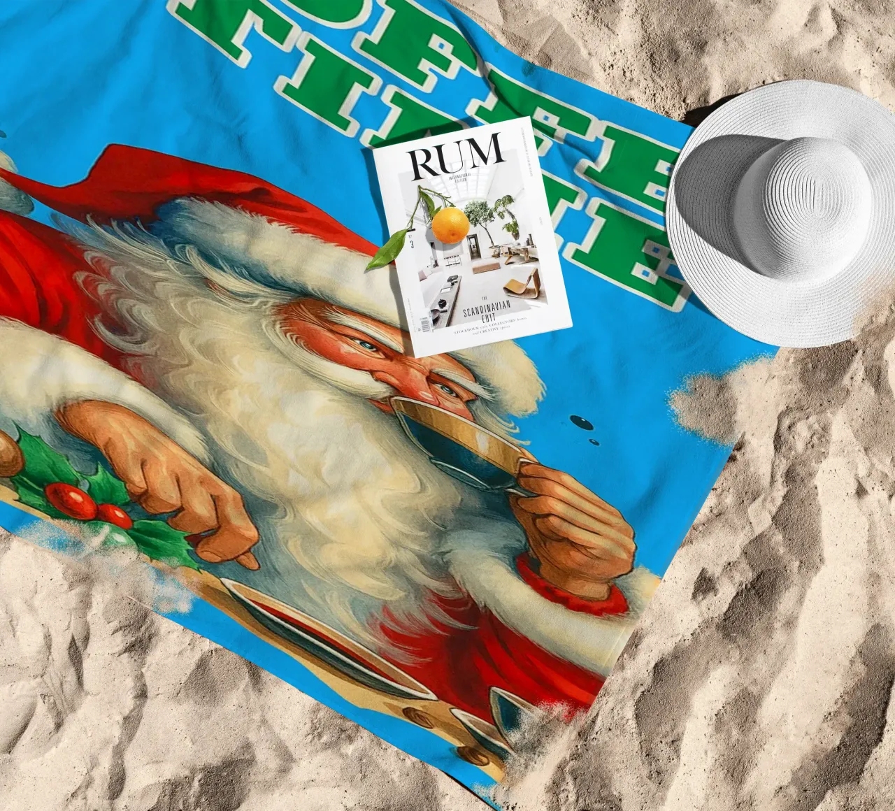 Babbo Natale al caffè telo mare da Avocadoz