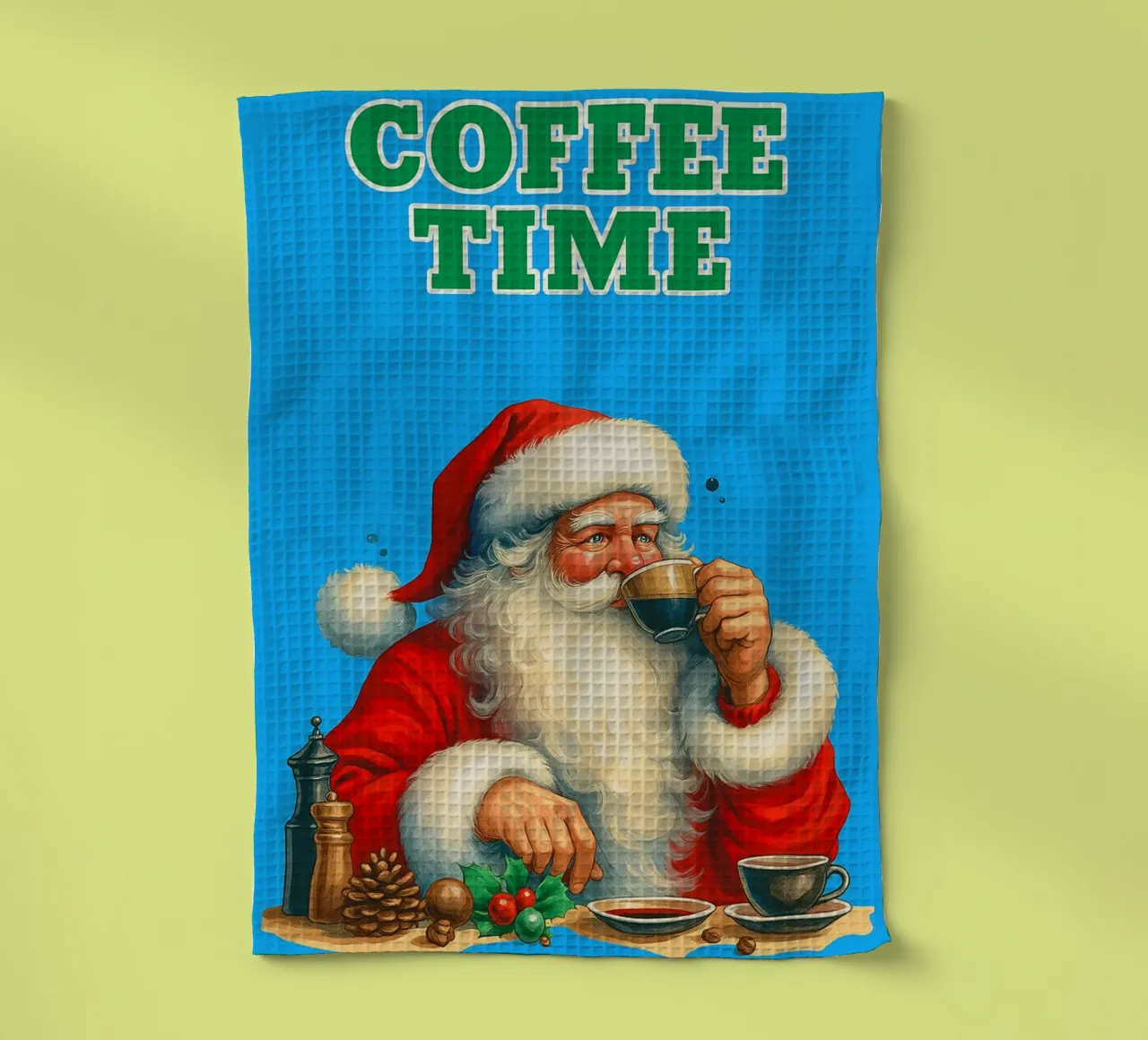 l'heure du café du père noël torchon de Avocadoz