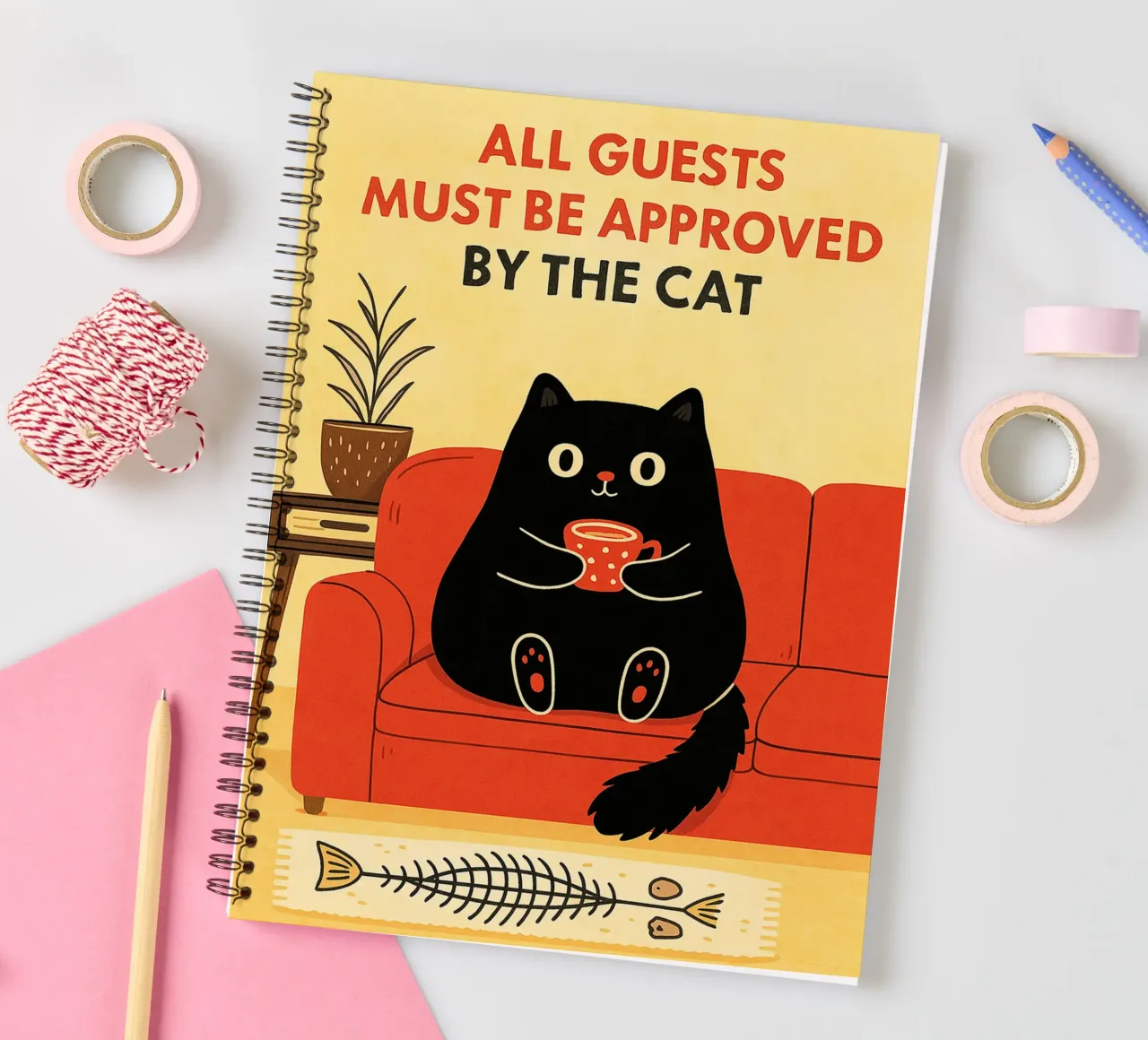 all guests must be approved by the cat spiral notebook by Avocadoz