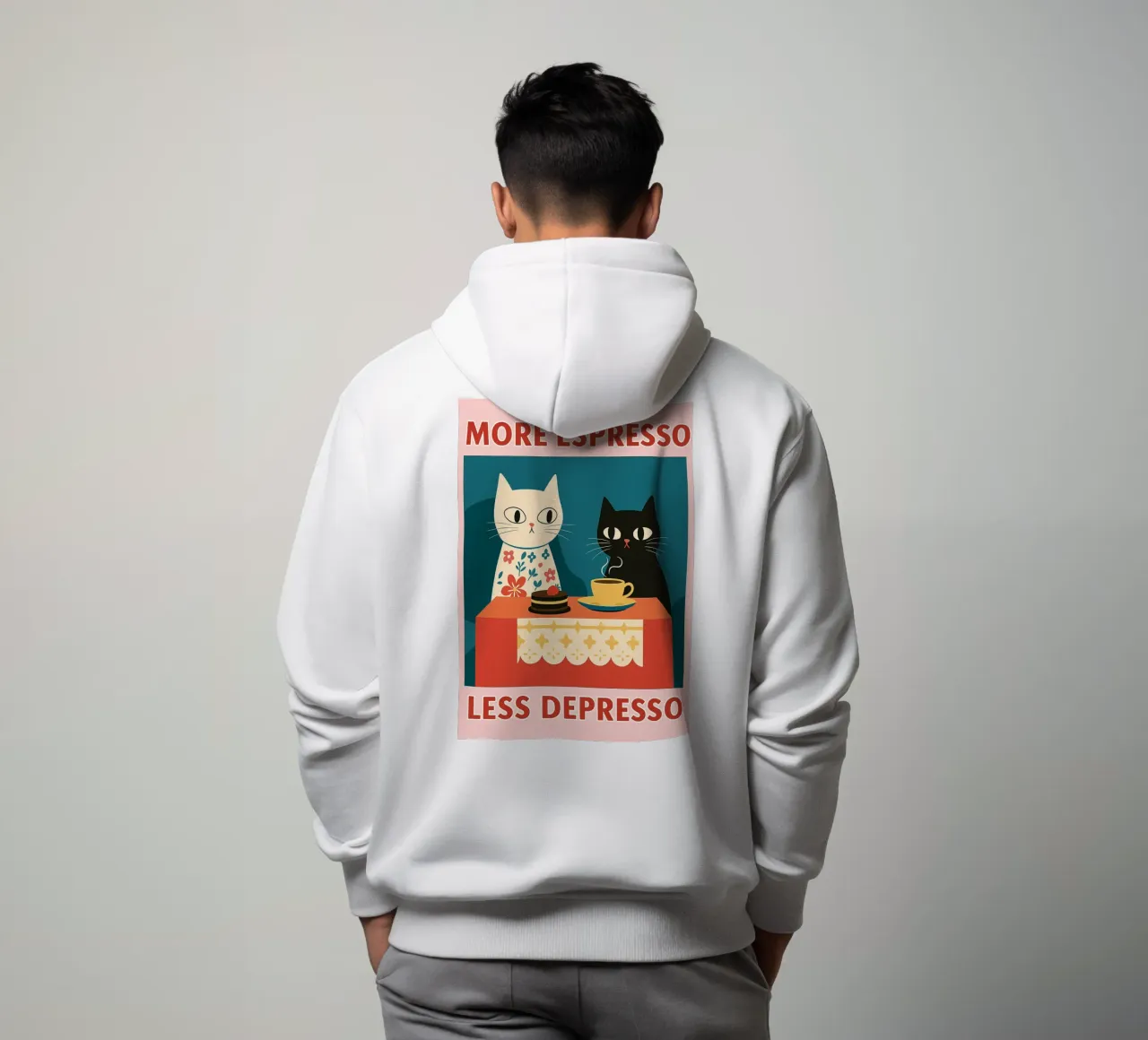 gatto più espresso meno despresso felpa con cappuccio da Avocadoz