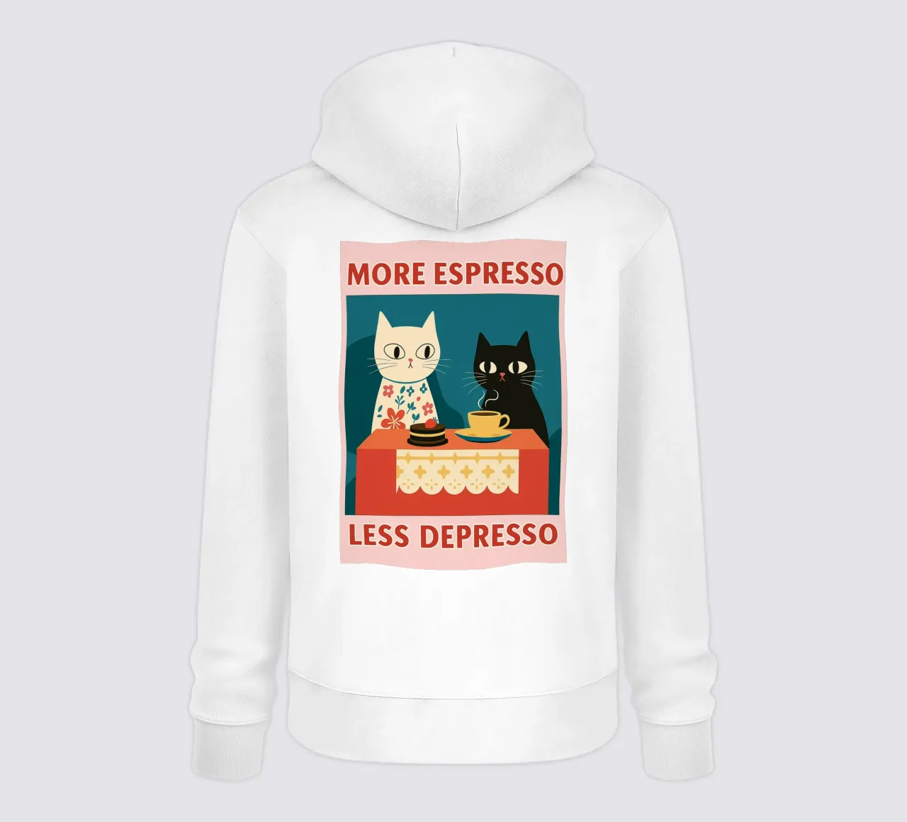 gatto più espresso meno despresso felpa con cappuccio da Avocadoz
