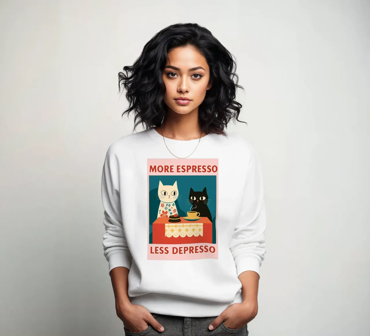 gatto più espresso meno despresso felpa da Avocadoz