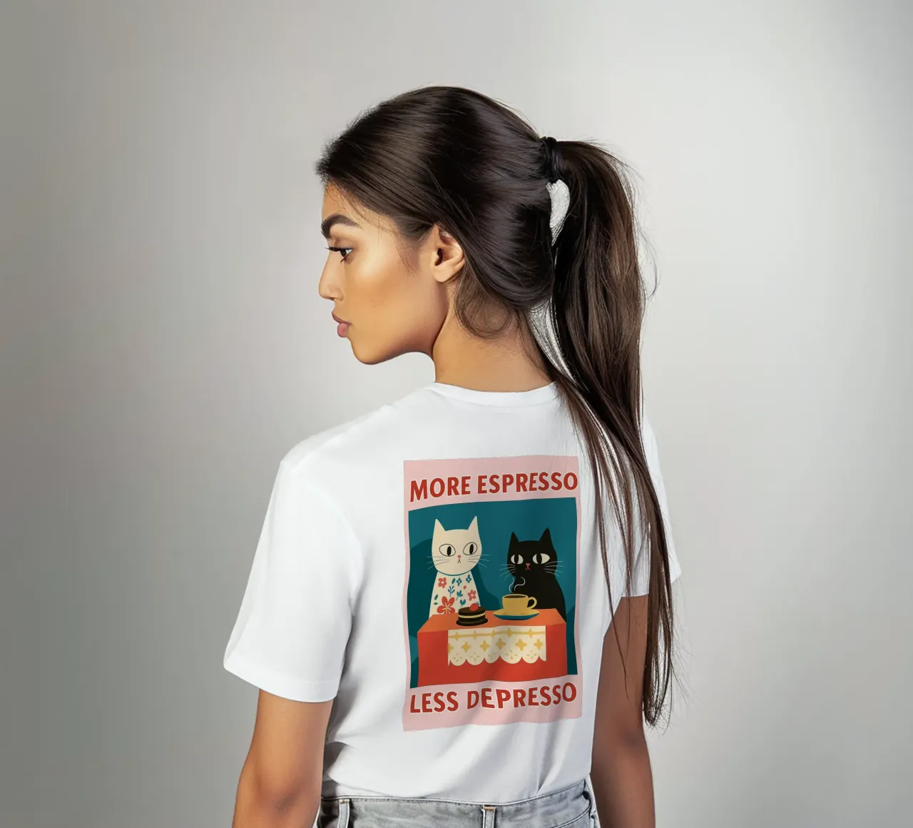 gatto più espresso meno despresso t-shirt da Avocadoz