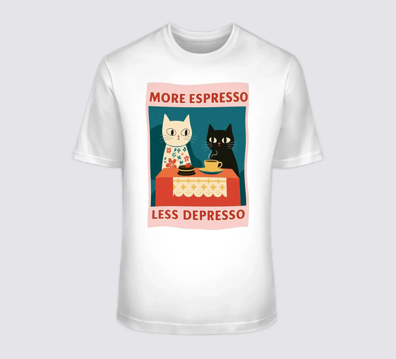 gatto più espresso meno despresso t-shirt da Avocadoz