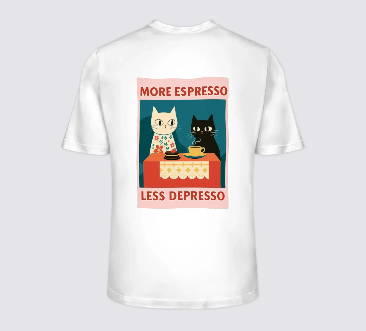 gatto più espresso meno despresso t-shirt da Avocadoz