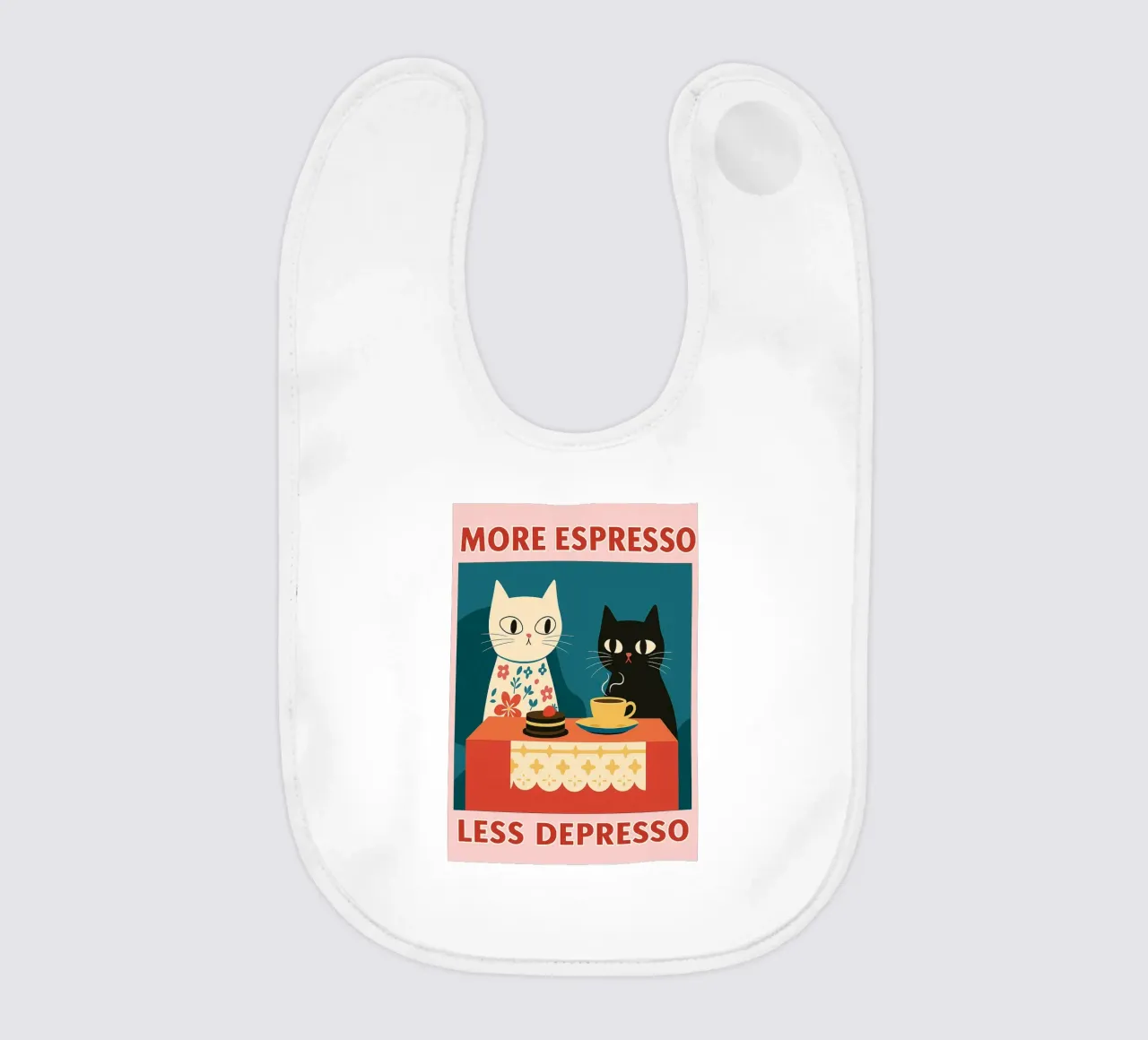 gatto più espresso meno despresso bavaglino da Avocadoz