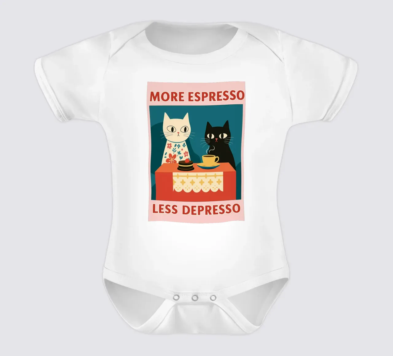 gatto più espresso meno despresso body neonato maniche corte da Avocadoz